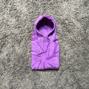 Vintage Purple Tie Dye Pullover Hoodie Sweater Sweatshirt Size M